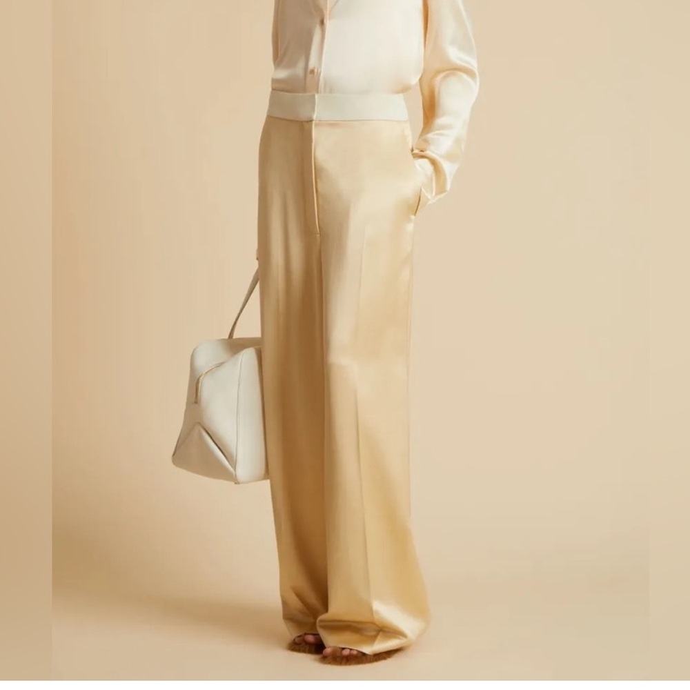 NWT Khaite Banton wide leg silk pants
